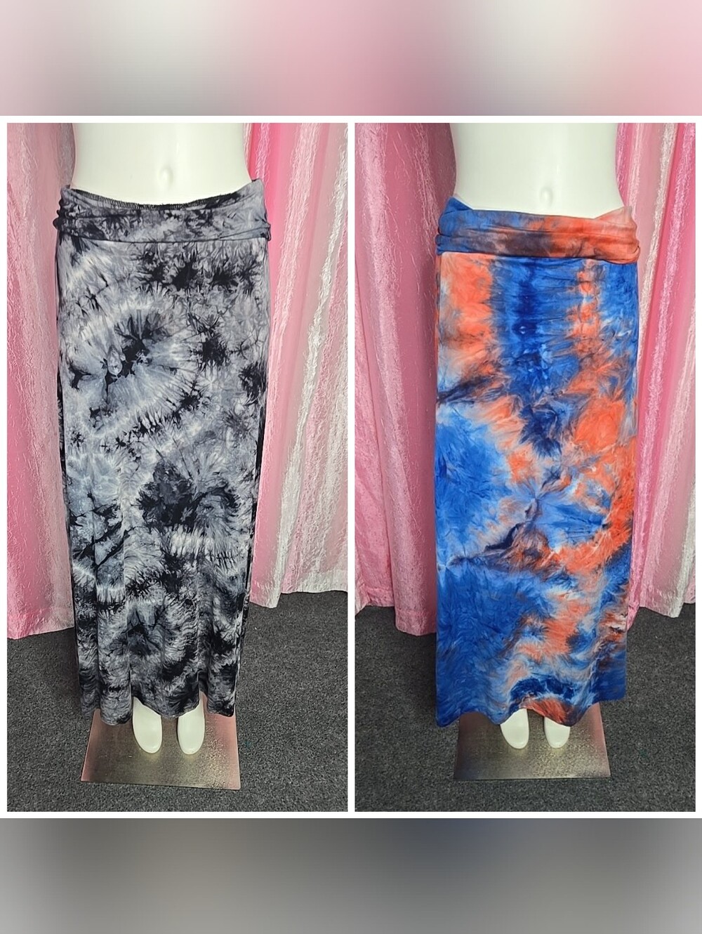 Lock & Love Buttery Soft Tie Dye Fold Over Maxi Skirt Bundle Of 2 Size Medium